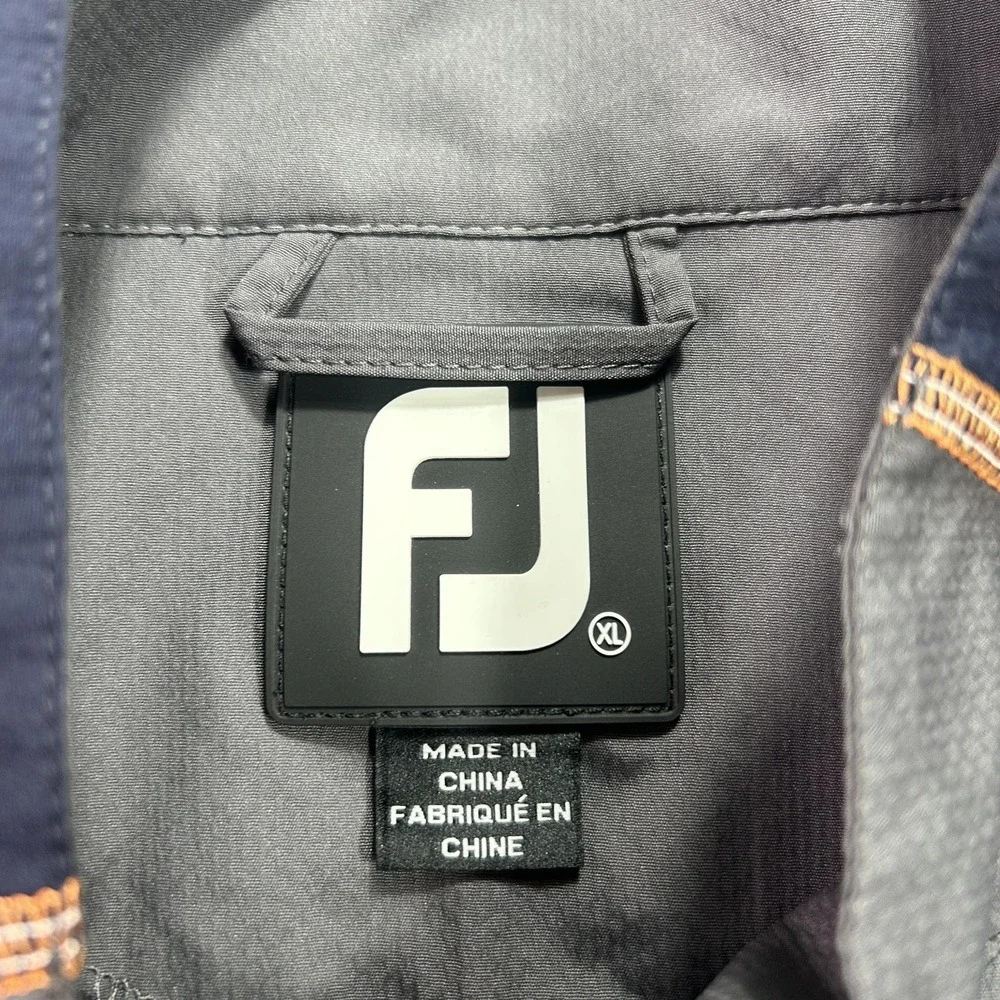 FootJoy Windbreaker Jacket Mens XL Gray Navy 1/4 Zip Golf Pullover Softshell